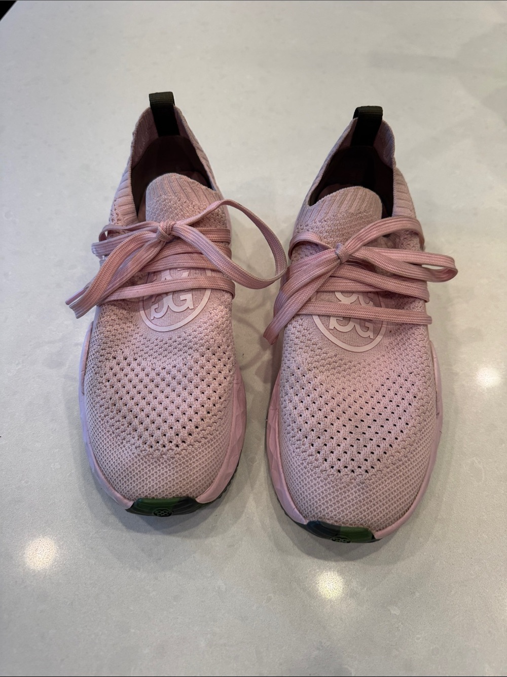 G/FORE Blush Pink Knit Lace-Up Athletic Sneakers